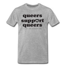 Load image into Gallery viewer, Queers Support Queers Tee | Black Print - heather gray