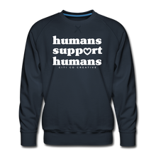 Load image into Gallery viewer, Humans Support Humans Sweatshirt | White Print - navy