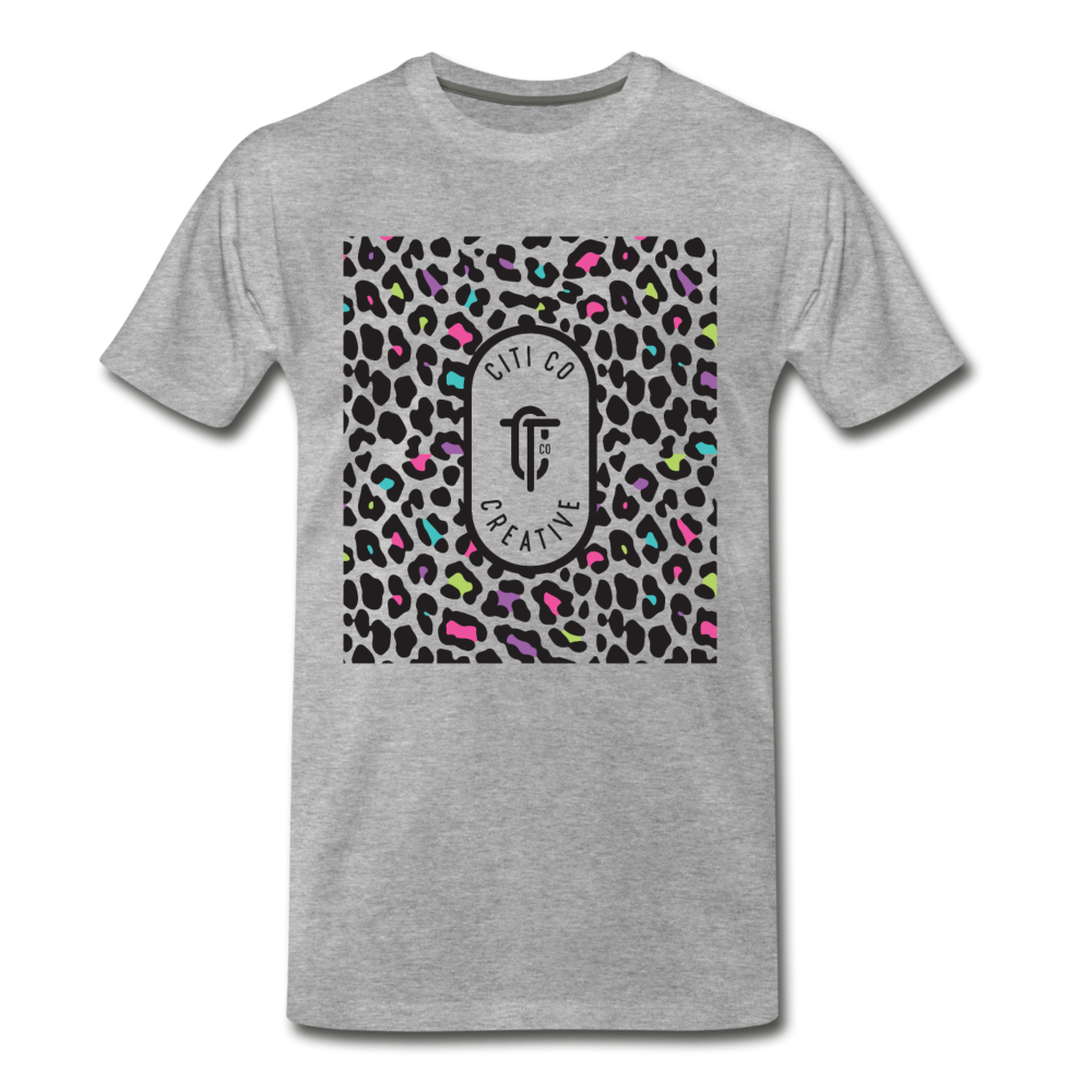Leopard Citi Co Tee | Neon Print - heather gray