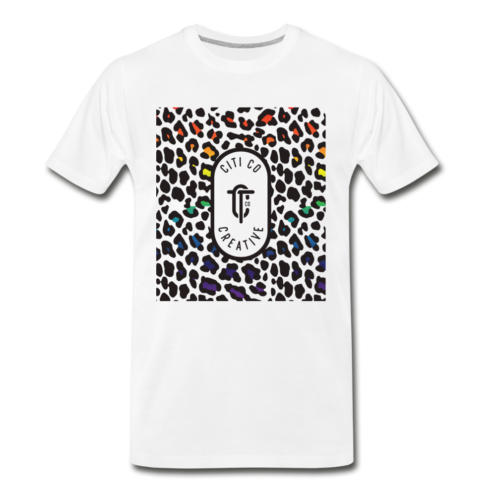 Leopard Citi Co Tee | Rainbow Print - white