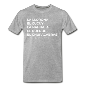 Latinx Folklore Tee | White Print - heather gray