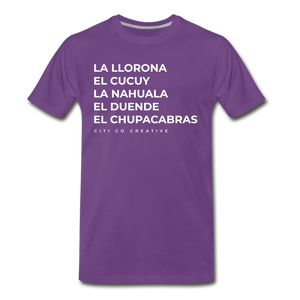 Latinx Folklore Tee | White Print - purple