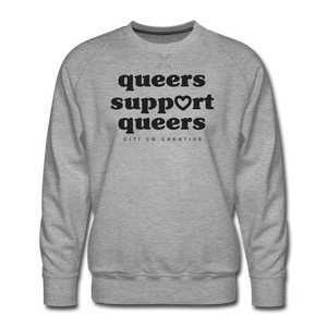 Queers Support Queers Sweatshirt | Black Print - heather gray