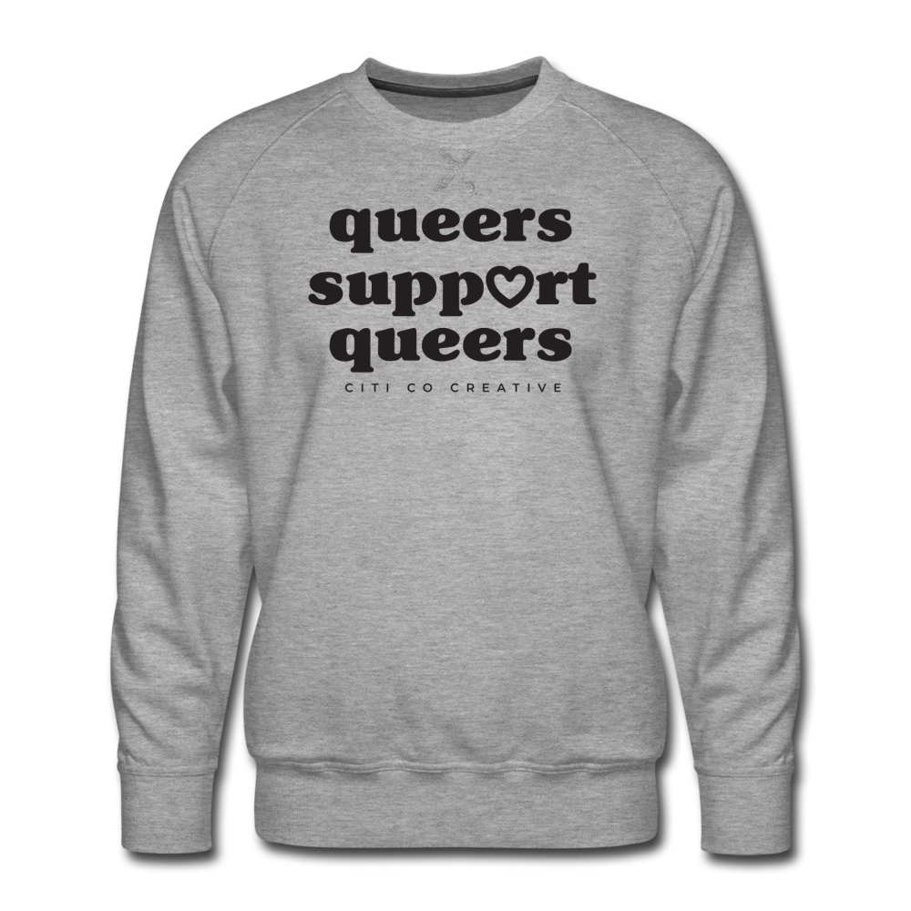 Queers Support Queers Sweatshirt | Black Print - heather gray