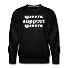 Load image into Gallery viewer, Queers Support Queers Sweatshirt | White Print - black
