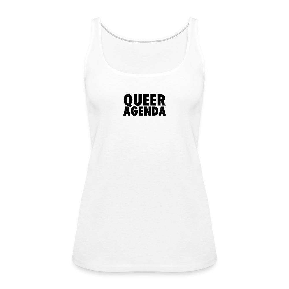 Queer Agenda Fitted Tank - Black Print - white