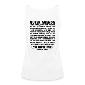 Queer Agenda Fitted Tank - Black Print - white