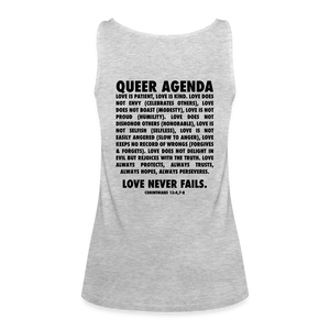 Queer Agenda Fitted Tank - Black Print - heather gray